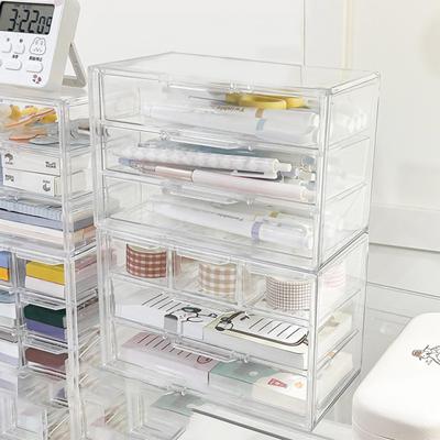 Transparent And Minimalist Underwear Storage Box Desktop Drawer Box Multi Grid Jewelry Organizing Small Item Storage Office