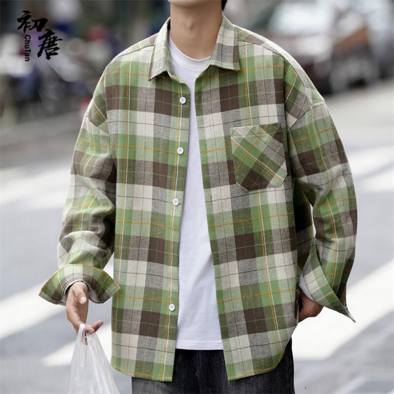 Мужская клетчатая рубашка-куртка с длинным рукавом, байковая 4XL