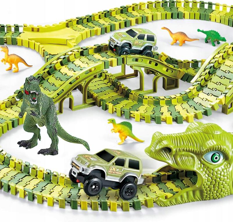 Dinosaur Racetrack Mega Park Construction Set 240 Pieces XXL