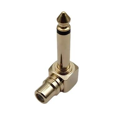 Gold 6.35mm 1/4" Male Mono Plug To RCA Female 6.5mm 90 Degree Jack Audio Stereo Adapter Connector Plug TS Converter Sound Mixer