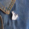 Cartoon Lovely White Rabbits Brooch Pins Animal Brooch Denim Jacket Pin Badge Gift Funny Fashion Jew