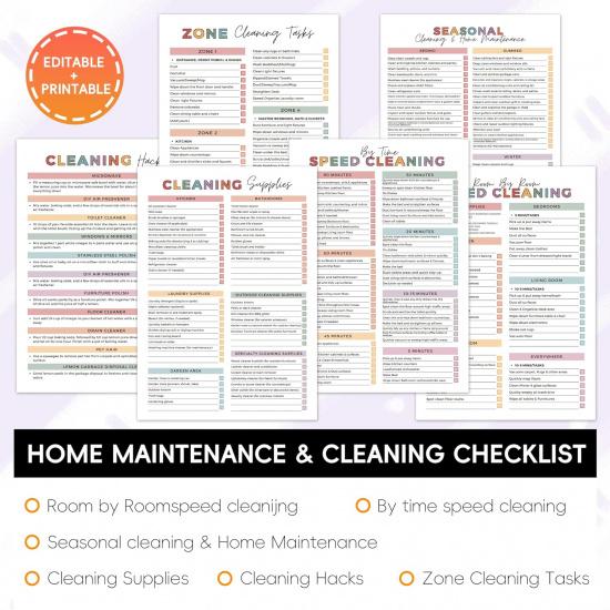 ADHD Cleaning Planner | Home Cleaning Schedule for Adults | Daily, Weekly, Monthly, Yearly Cleaning Checklist | Declutter, Organizing, Family | ADHD
