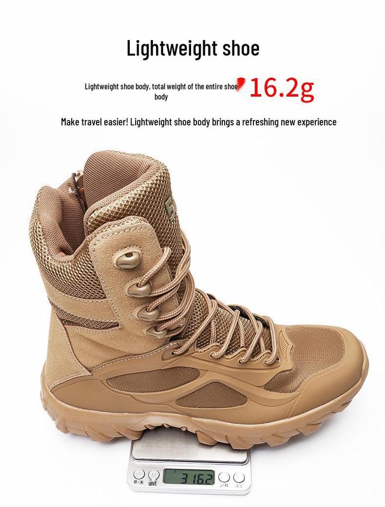 Men's Non-Slip High-Top Outdoor Tactical Combat Boots for Hiking & Mountaineering