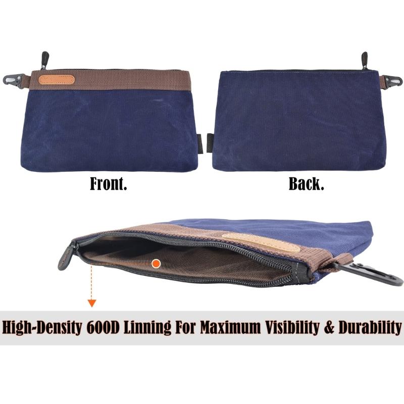 Spacious 12x1x8 Inch Waxed Canvas Tool Pouch with 30% Extra Capacity Secures Full Size Tools Heavy Duty Construction
