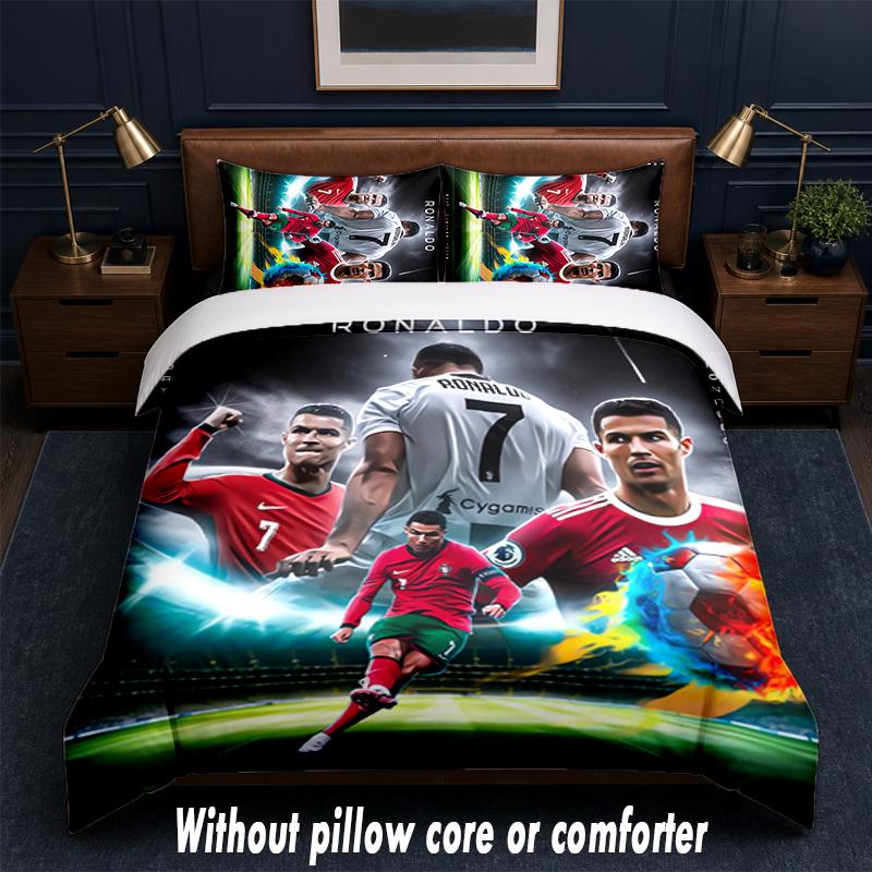 Cristiano Ronaldo Design Bed Bedding Set 1 Duvet Cover + 2 Pillowcases Soft Breathable Household Bed Linens
