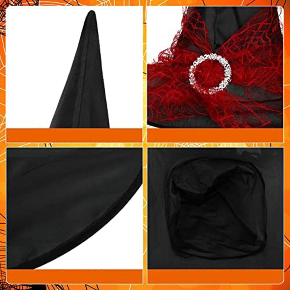 3 Pieces For Halloween Witch Hats Featuring Ruffled Edges and Soft Polyester Fabric for Costume and Party Wear