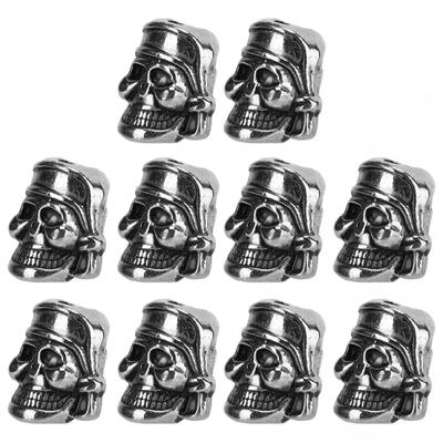10Pcs Paracord Beads Metal Skull Pendant Buckle 4.5mm Hole for Knife Lanyards DIY Tool