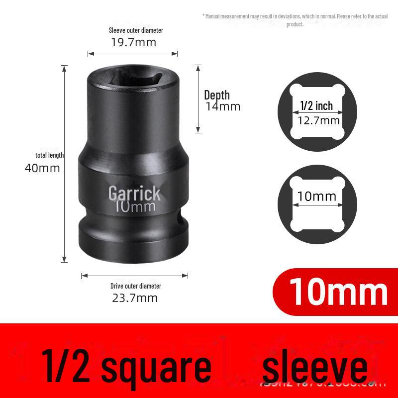 Viereckige Stecknusshülse mit Vierkantkopf, zwei äußere Vierkantlöcher, 22/24 Dafei, 12,5 mm, kleiner Luftkanonenschlüssel.