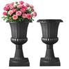 Plastic Urn Planters, 40 X 67 Cm, 2 Pack Black Classic Flower Pots Front Porch Planters, Indoor & Outdoor Vase for Wedding, Party, Event
