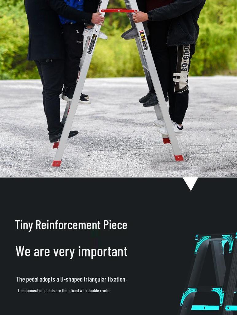 4m Aluminum Alloy A-Frame Ladder: Thickened, Non-Extendable, Foldable Household and Engineering Use