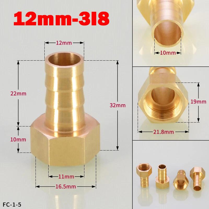 Hongtu Brass Female Thread Hose Connector - 1/8" 1/4" 3/8" BSP, 6-18mm Barb Tail End Fitting (Copper Adapter/Coupler)