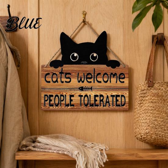 Fun Cat Door Hanger Shaped Welcome Sign Durable Wooden