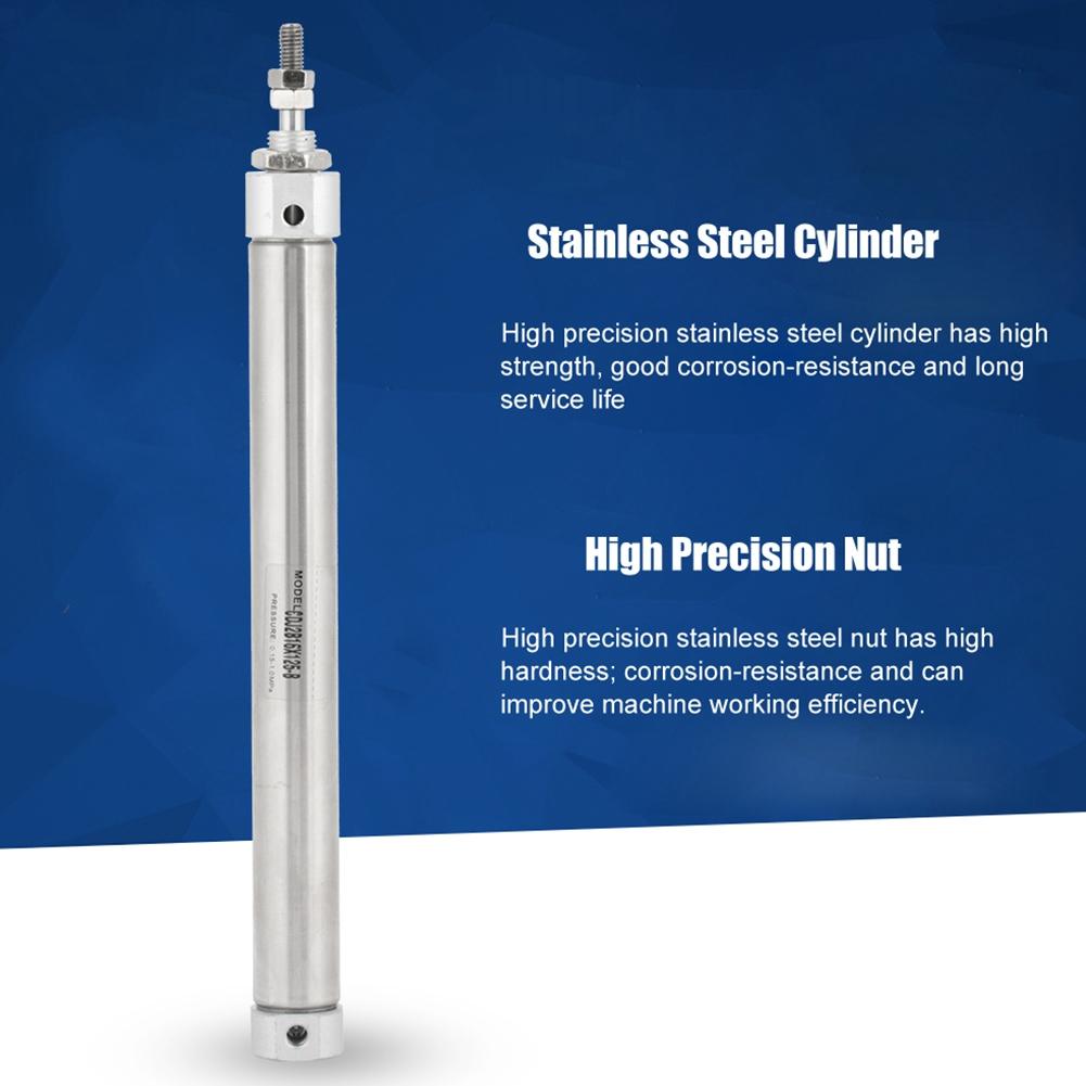 Pneumatic Cylinder, CDJ2D16-125B 16mm Diameter Double Acting Cylinder Stainless Steel Cylinder 125mm Stroke Double Acting Stainless Steel Pne