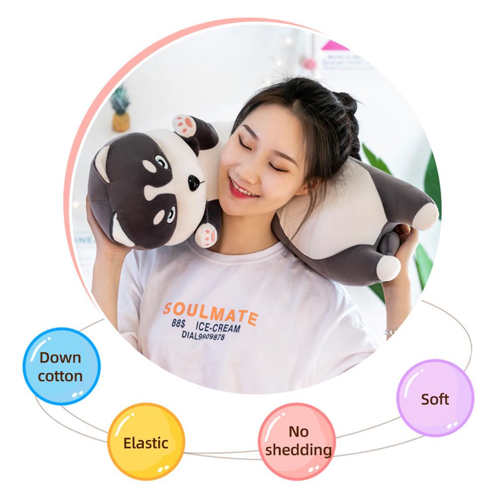 Throw Pillow Cute Cartoon Long Husky Shaped Doll Toy Plush Toy Sleeping Decorative Gift