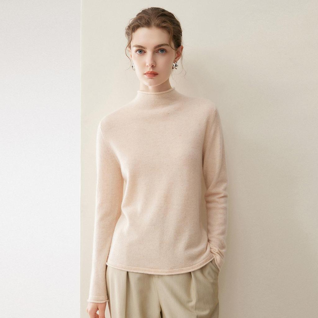 Lekasha Women's 100% Pure Cashmere Half-High Neck Sweater - Autumn/Winter Knit Base Layer
