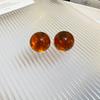 Maillard coffee color geometric earrings 2025 light luxury high-end temperament stud earrings niche retro style earrings