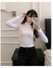Women's Black Off-Shoulder Slim Fit Long Sleeve Korean Style Top