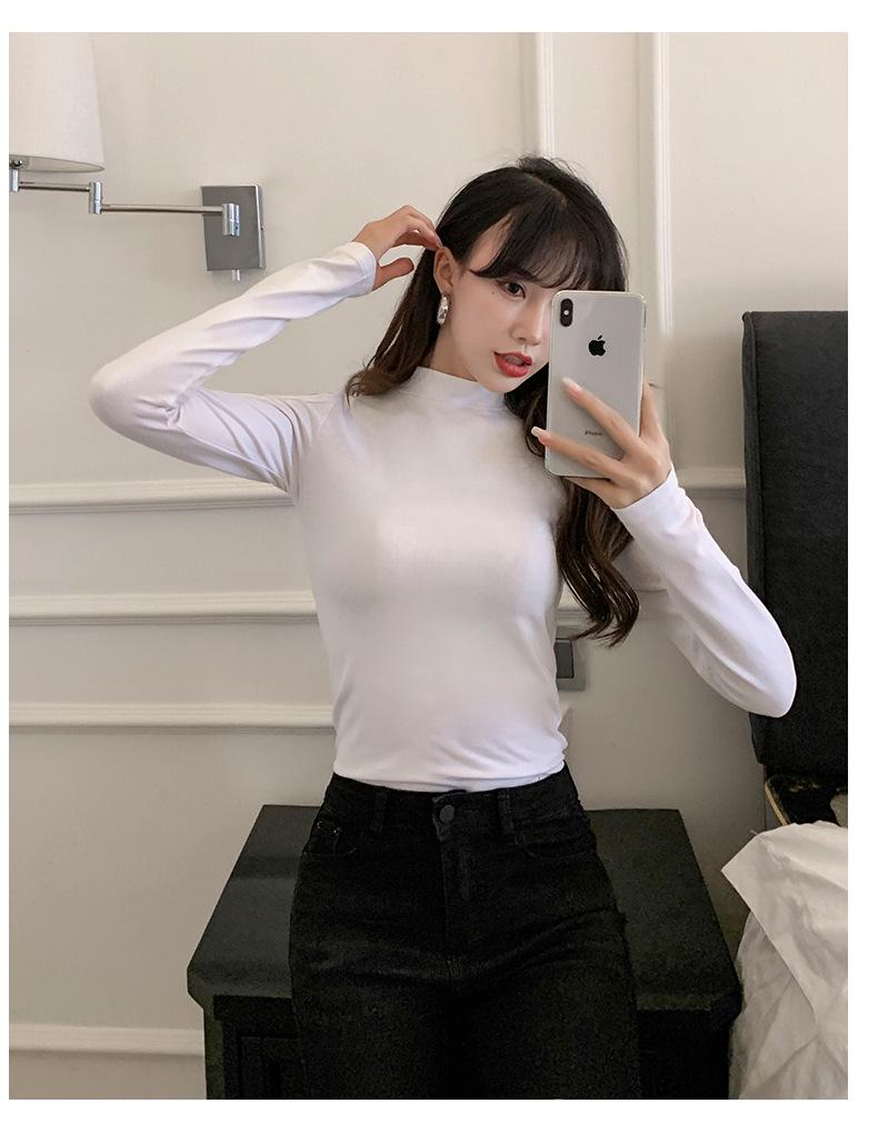 Women's Black Off-Shoulder Slim Fit Long Sleeve Korean Style Top