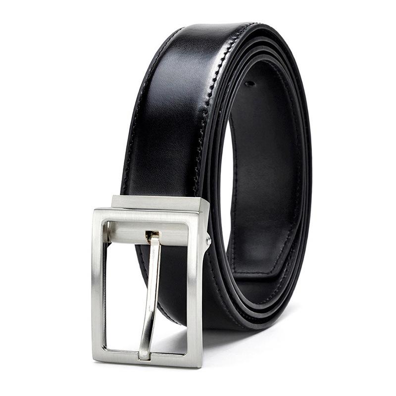 Men'S Pin Clip Buckle Belt Two-Layer Cowhide Men'S Belt Blue Business Belt Casual Pants Belt Layer