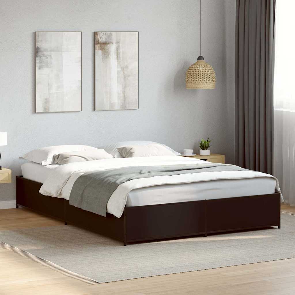 Bed Frame Black 120x190 cm Particleboard and Metal