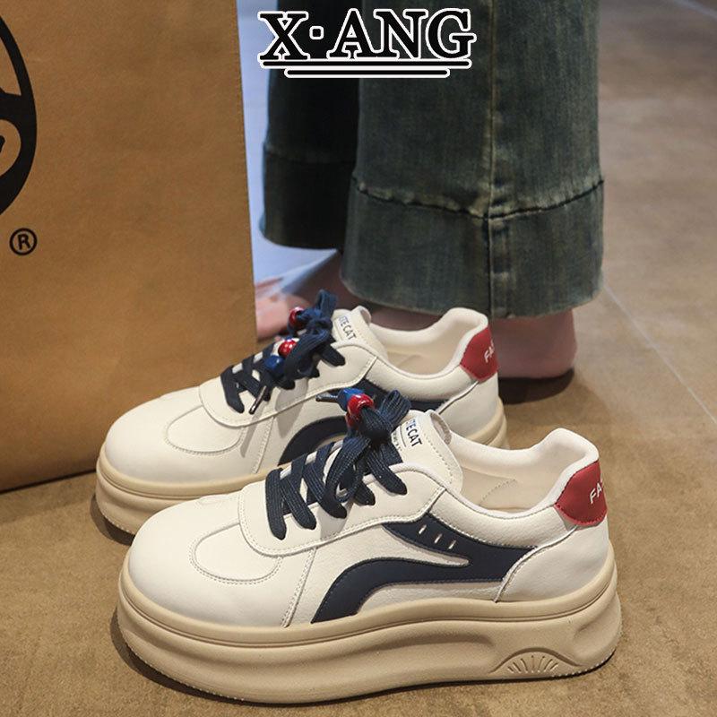 Leather Platform White Shoes Children's Autumn New Versatile Student Board Shoes Fashion Casual Sports Women's Shoes