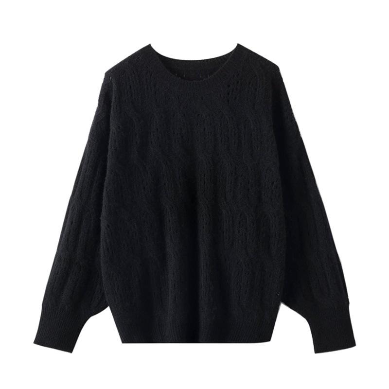 Women's Round Neck Crochet Cashmere Sweater - Soft, Warm, Fashionable Knit for Spring & Autumn