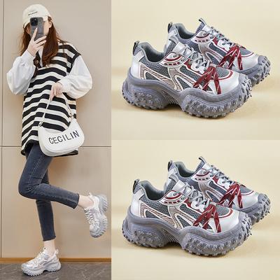 Ins New Dad Shoes Women's Spring Student Sports Running Casual Thick Sole Height Street Shot M