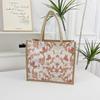 Floral Print Handbag Structured Linen Leather Tote Bag Large Capacity Tote Comfortable Urban Tote For Short Trips Work Daily