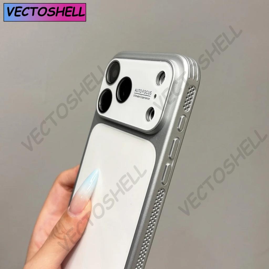 Luxury Frame Heat Dissipation CD Feather Pattern Phone Case For iPhone 17 Pro Max 16 14 15 Pro Camera Protection Back PC Cover