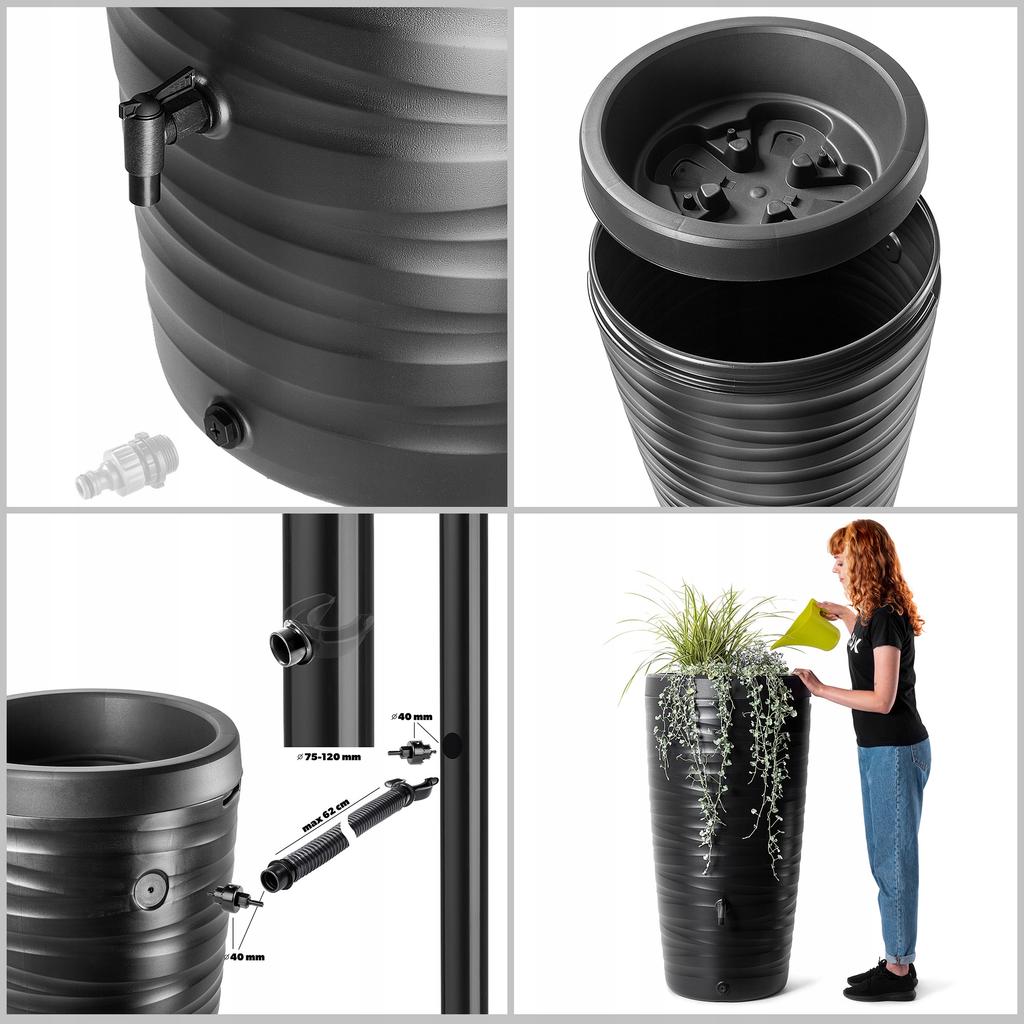 KADAX Rainwater Tank 240L Water Barrel Container With Tap Pot Large
