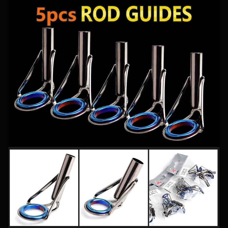 Spinning Bait Casting Fishing Rod Guides Integrated Stainless Steel Fishing Rod Eyes Ring Repair Kit 5Pcs