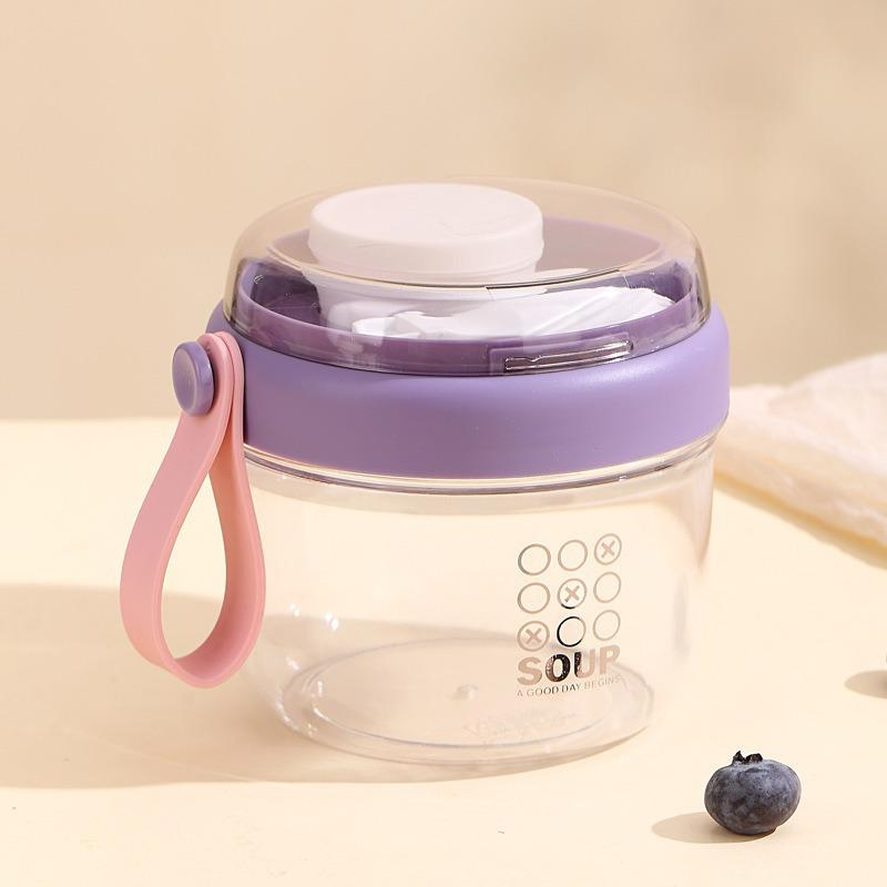 Versatile Large-Capacity Pudding and Salad Cup with Sauce Box & Spoon - Ideal for Home, Picnic, and Outdoor Use