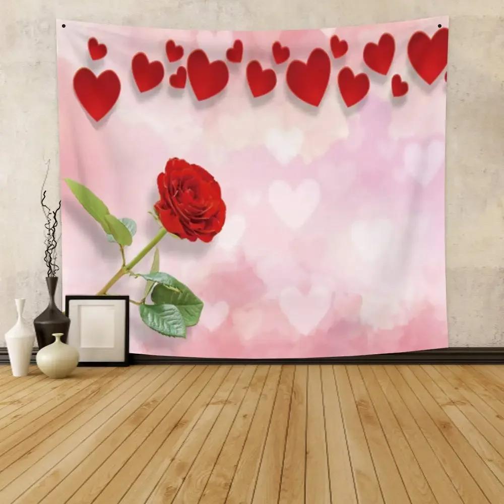 Colorful Watercolor Heart Pattern Tapestry Office Living Room Decoration Home Wall Tapestry