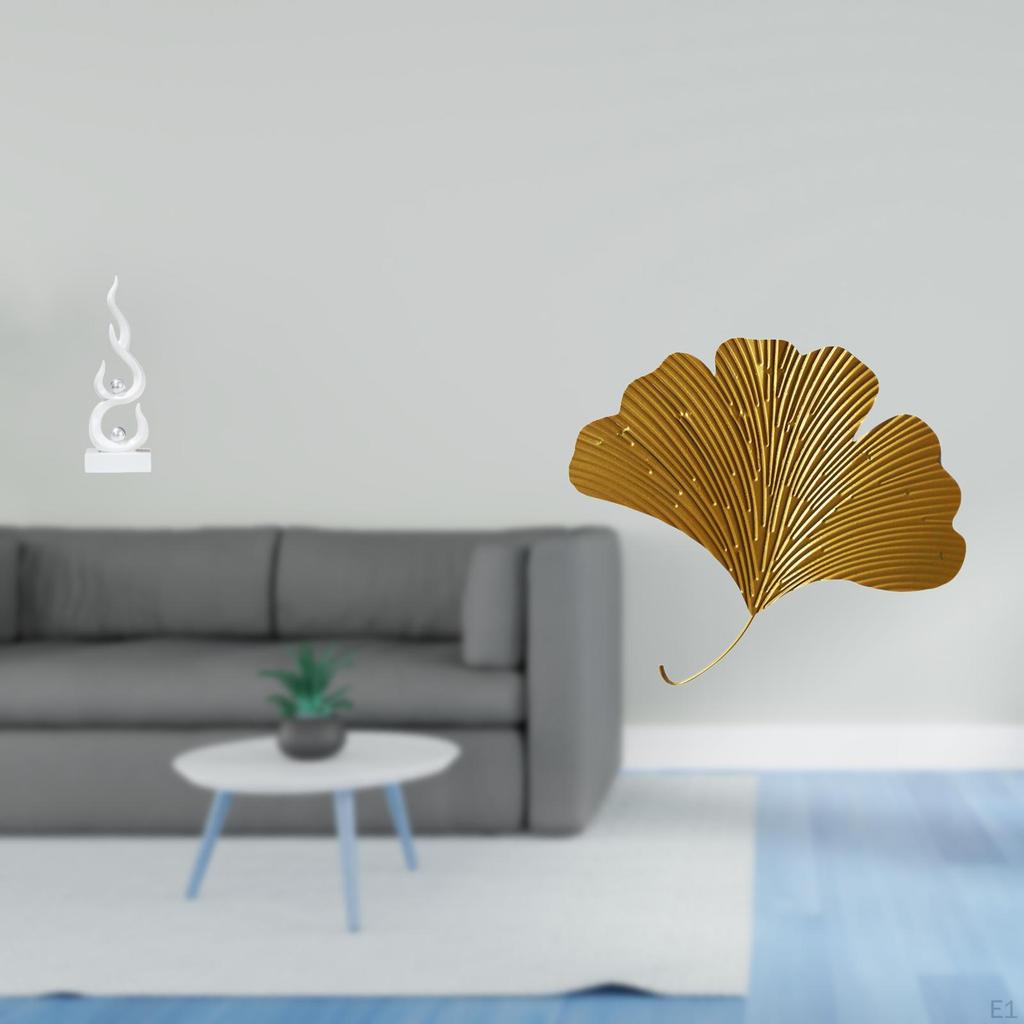 Modern Resin Flame Ginkgo Leaves Sculpture Abstract Fire Statue Wall Decor Desktop Ornament for