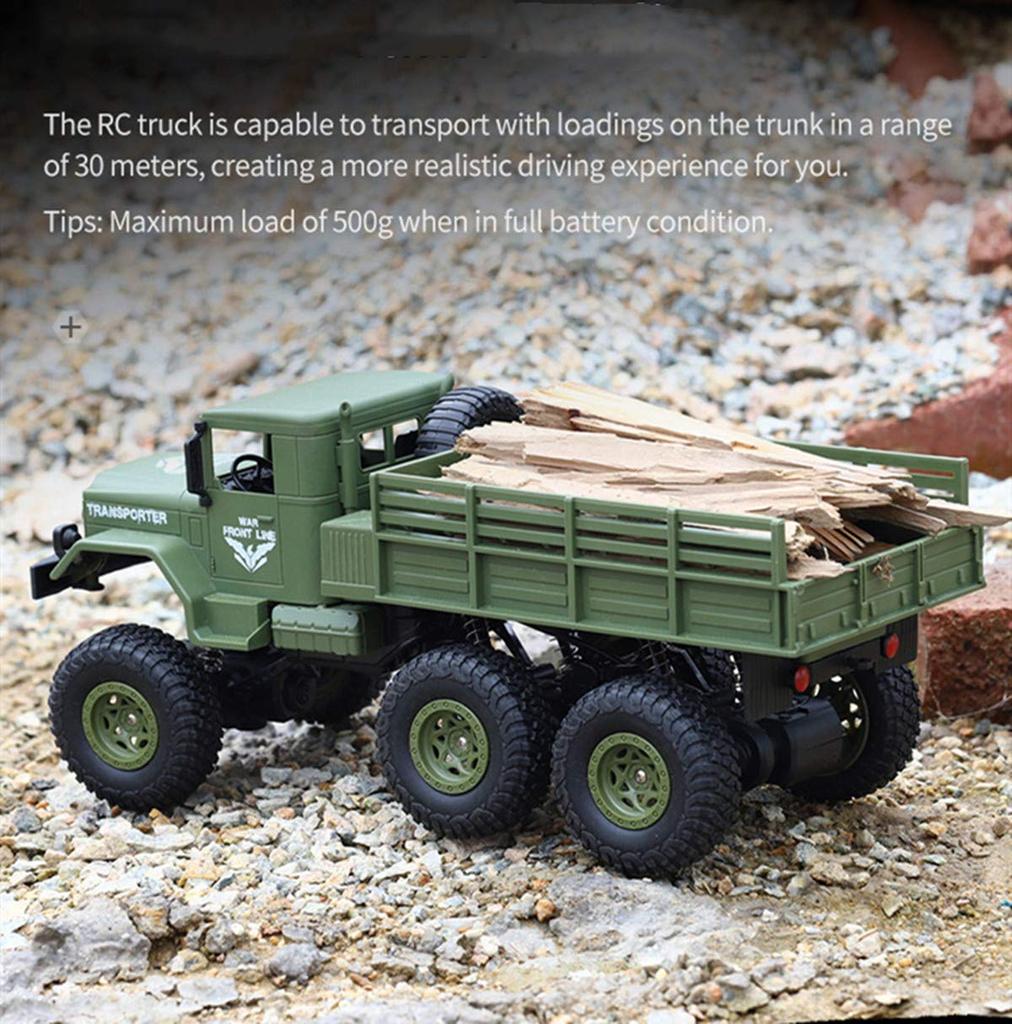 WEECOC RC Military Truck Remote Control Simulation Car Independent Shock Educational Popular Gift Car, Off-Road Toy, 6-Wheel Vehicle, Model, 4-Wheel
