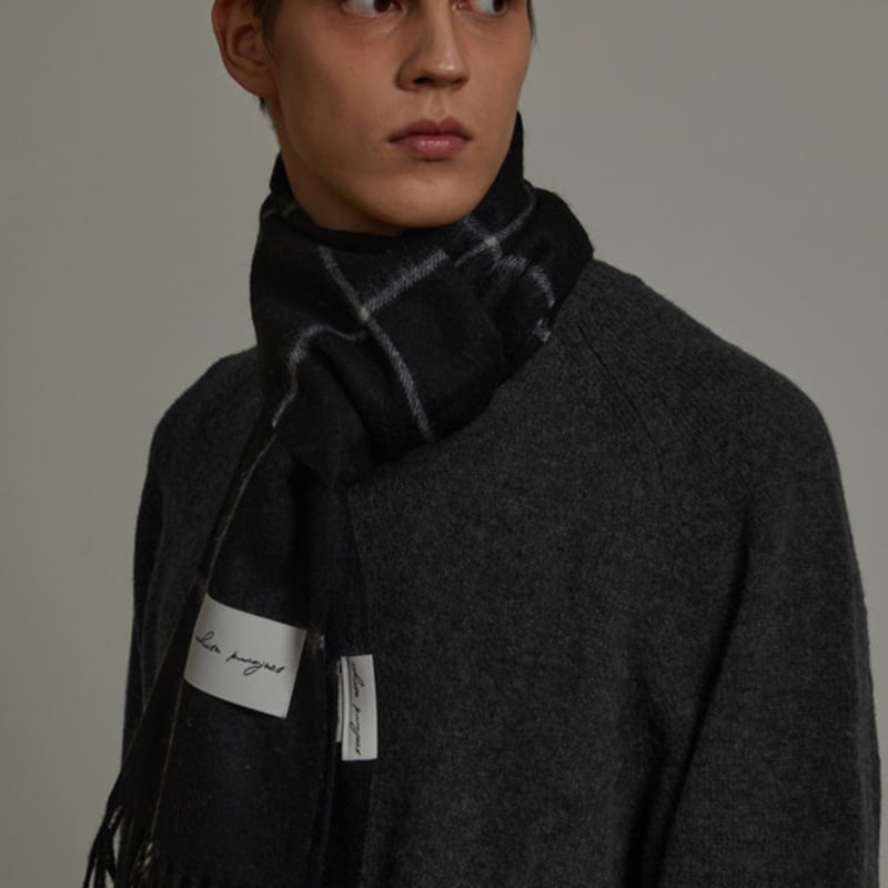 White Project BERLIN PATTERN VIRGIN WOOL MUFFLER_BLACK