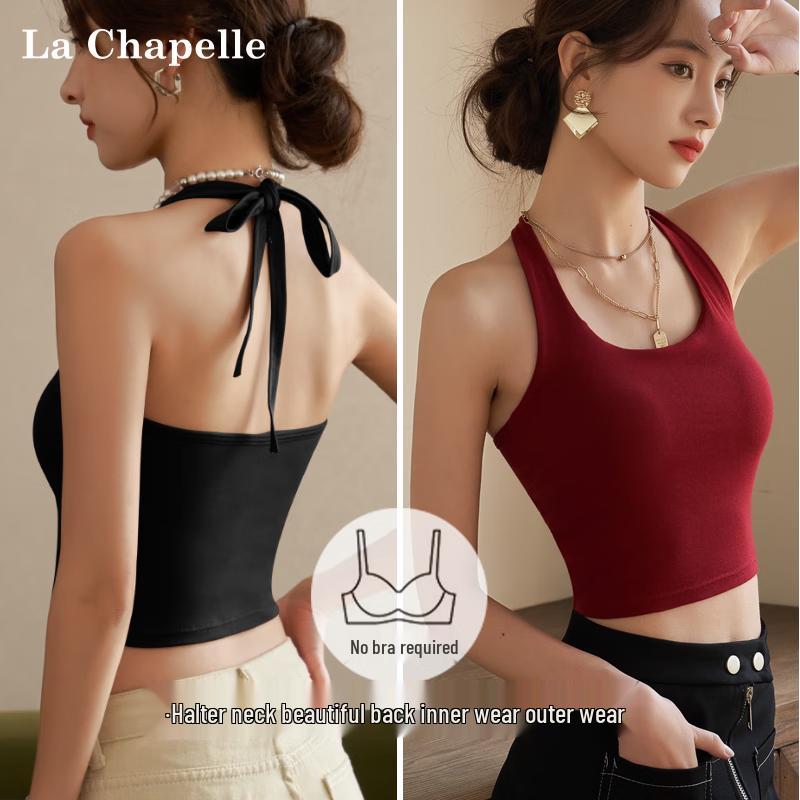 Women's Retro Halter Cami with Padded Bra