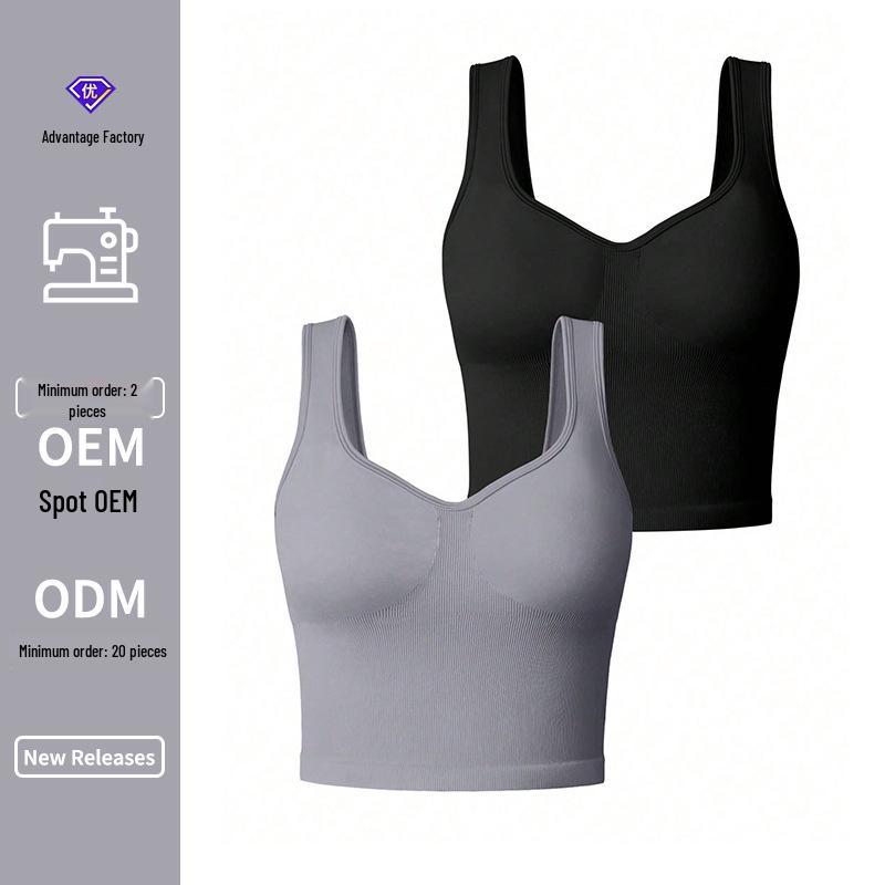 

Quick-Dry Breathable Sports Tank Top with Cross-Back Design for Running & Yoga - Shockproof Fitness Bra Large чёрный