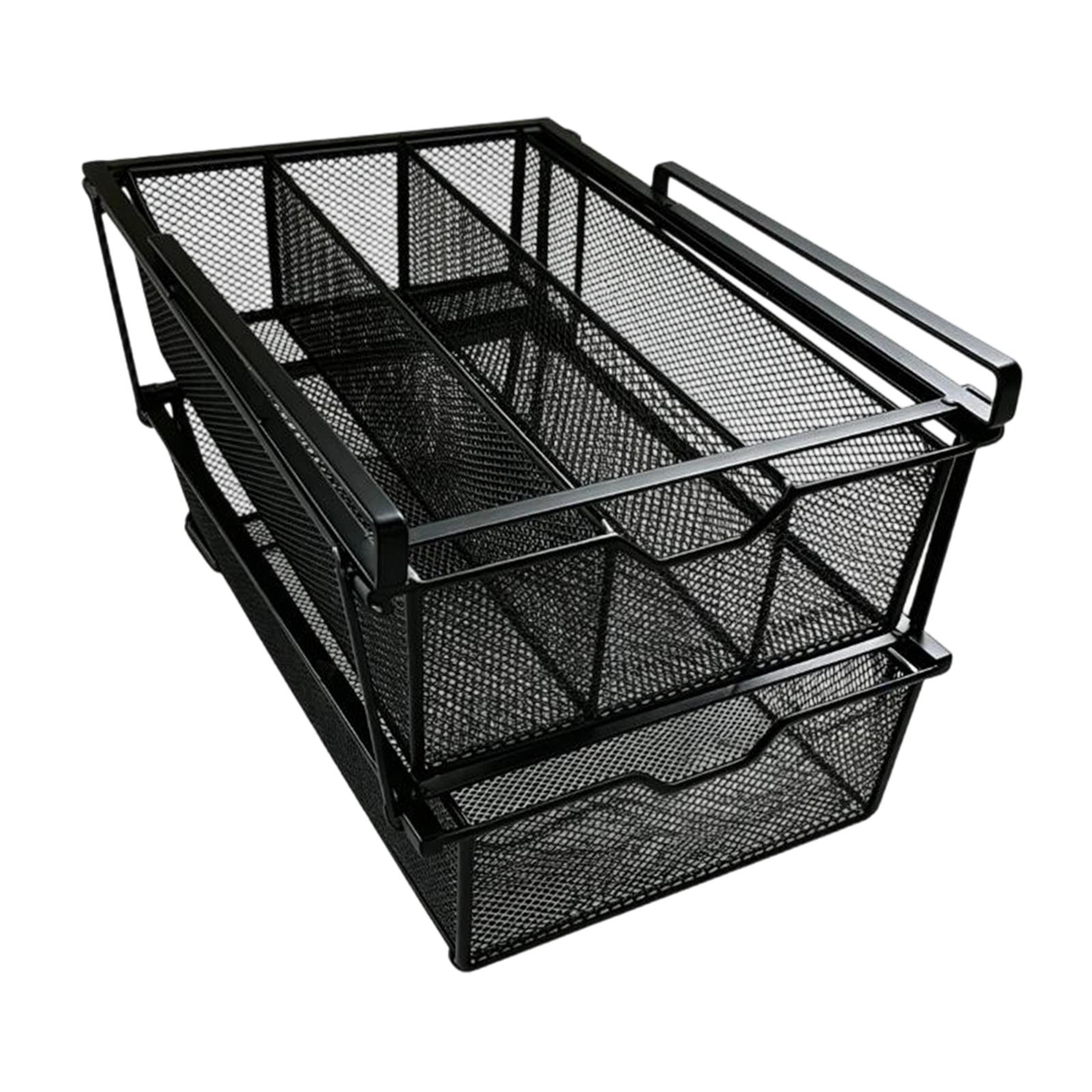 

Drawer Storage Basket Metal Pull Out Wardrobe Clothes Organizer for Interior Closet Drawers чорний