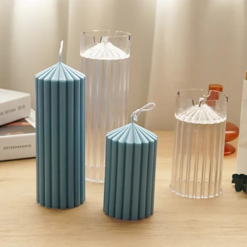 Geometric shape candle silicone mold stripe cylinder candle silicone mould home decoration knot candle soap Acrylic PC mold
