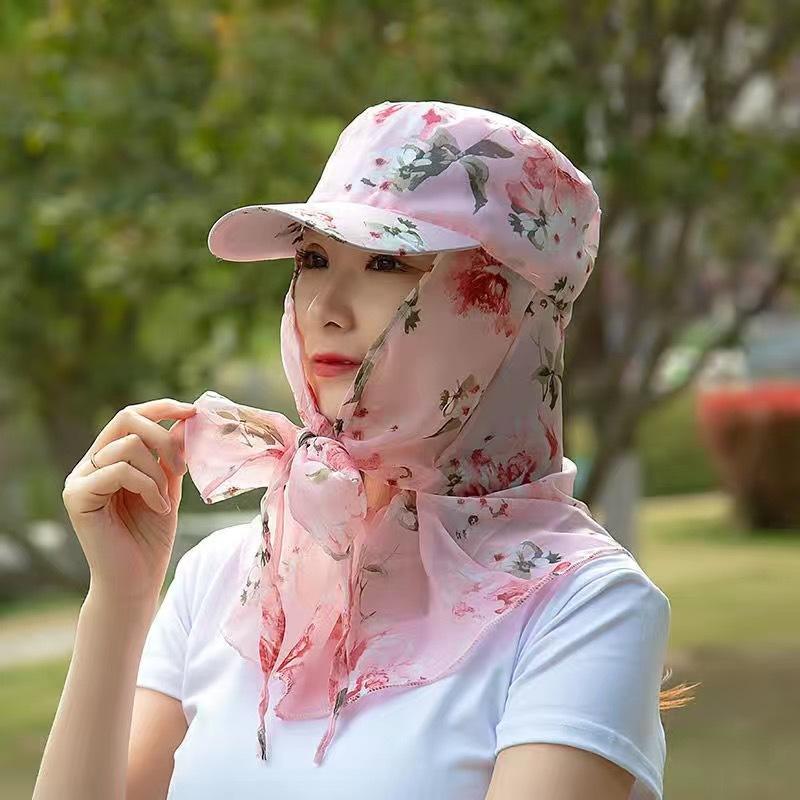 Portable Picking Tea Hat Flower Neck Protection Hat Anti-UV Sunshade Shawl Cap  Women