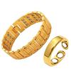 Set Bracciale e Anello Magnetico Rame Retrò – Regolabile, Design a Tripla Riga