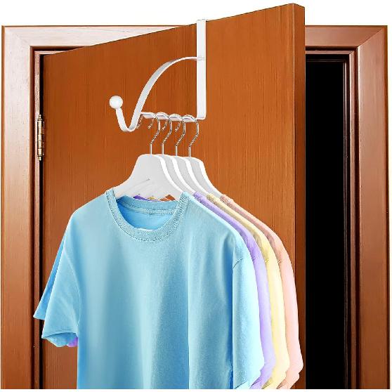 Hotop 2 Pcs Over The Door Hooks Over Door Hanger Sturdy Valet Hooks Mounted Hanging Storage Organizer Rack for Clothes Coats Towels Hats Scarves