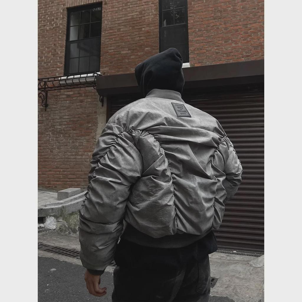 American Style Pleated Cotton Coat: Men's Winter Flight Suit, Loose Warm Baseball Jacket