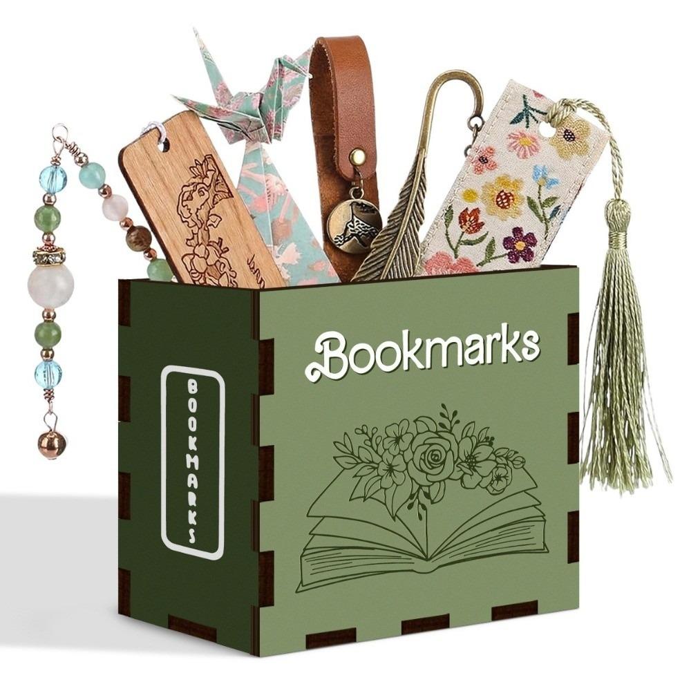 Wood Bookmark Storage Box Book Shaped Desktop Storage Box Pen Container Home Office Decor