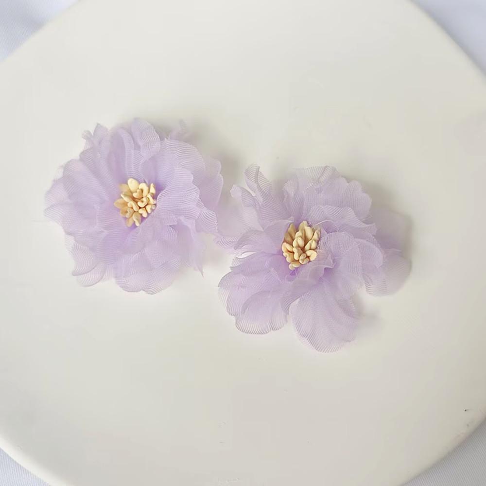10Pcs 5CM Wrinkle Chiffon Fabric Cored Flowers For DIY Hair Accessories Hats Headband Wedding Dress Decoration