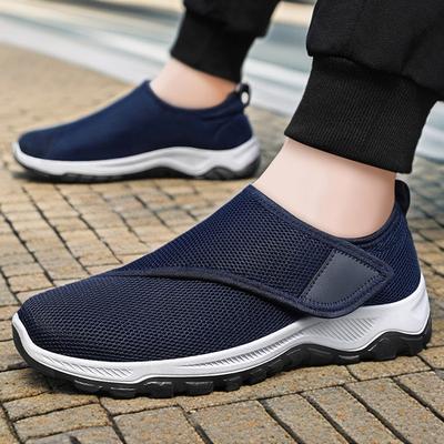 Neue Atmungsaktive Lässige Herrenschuhe Stoffschuhe Runde Zehenpartie Klettverschluss Laufschuhe