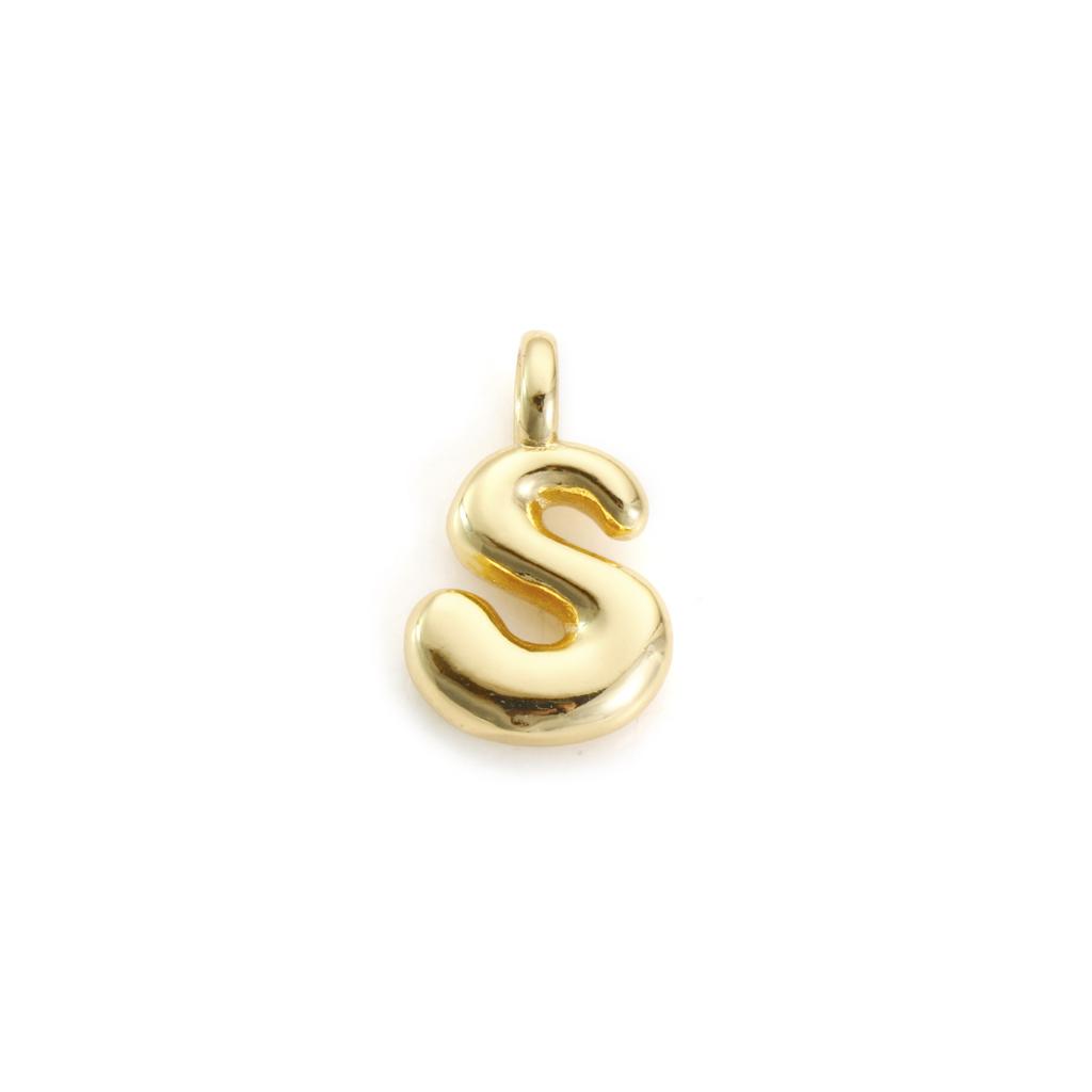 1 Stück Messing Charms Buchstabe Großbuchstaben Initialen "A-Z" 18K Echtsilber Vergoldet Anhänger Personalisierter Schmuckherstellung Zubehör