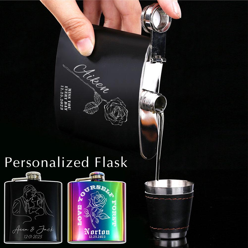 Personalized Flask for Men Metal Customized Flasks for Liquor Custom Patterns and Text 6/8 Oz Gift for Wedding W6I6