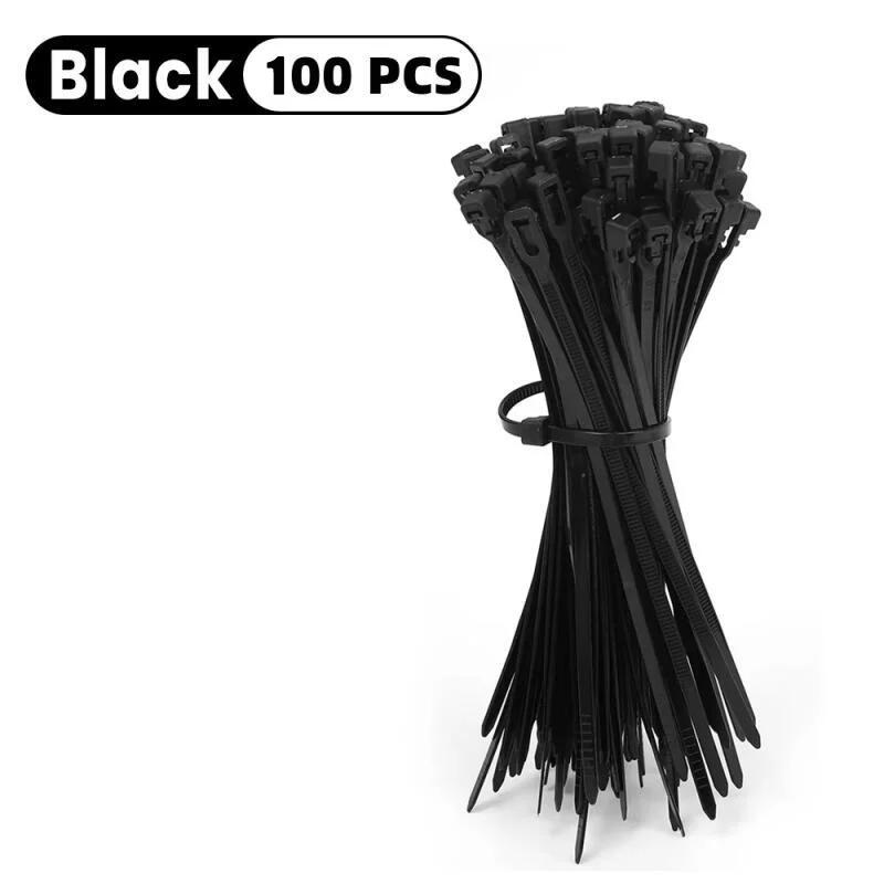 100Pcs Durable Cable Ties Cable Lock Loop Nylon Ties Removable Recyclable Mixed Colours Black White Cable Ties Replacement Tool